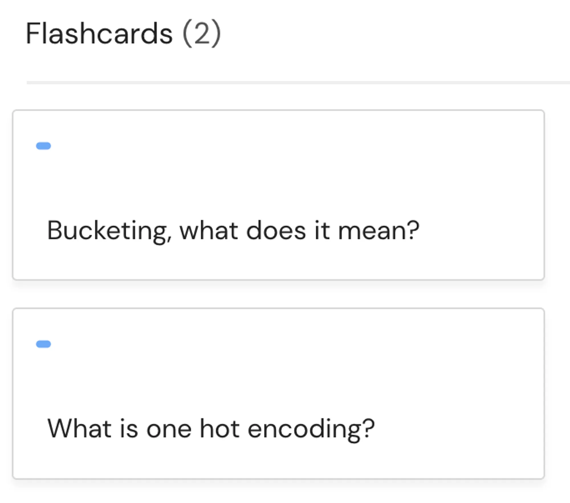 Bad flashcards: they both ask for definitions, but it’s hard to tell since they are inconsistent