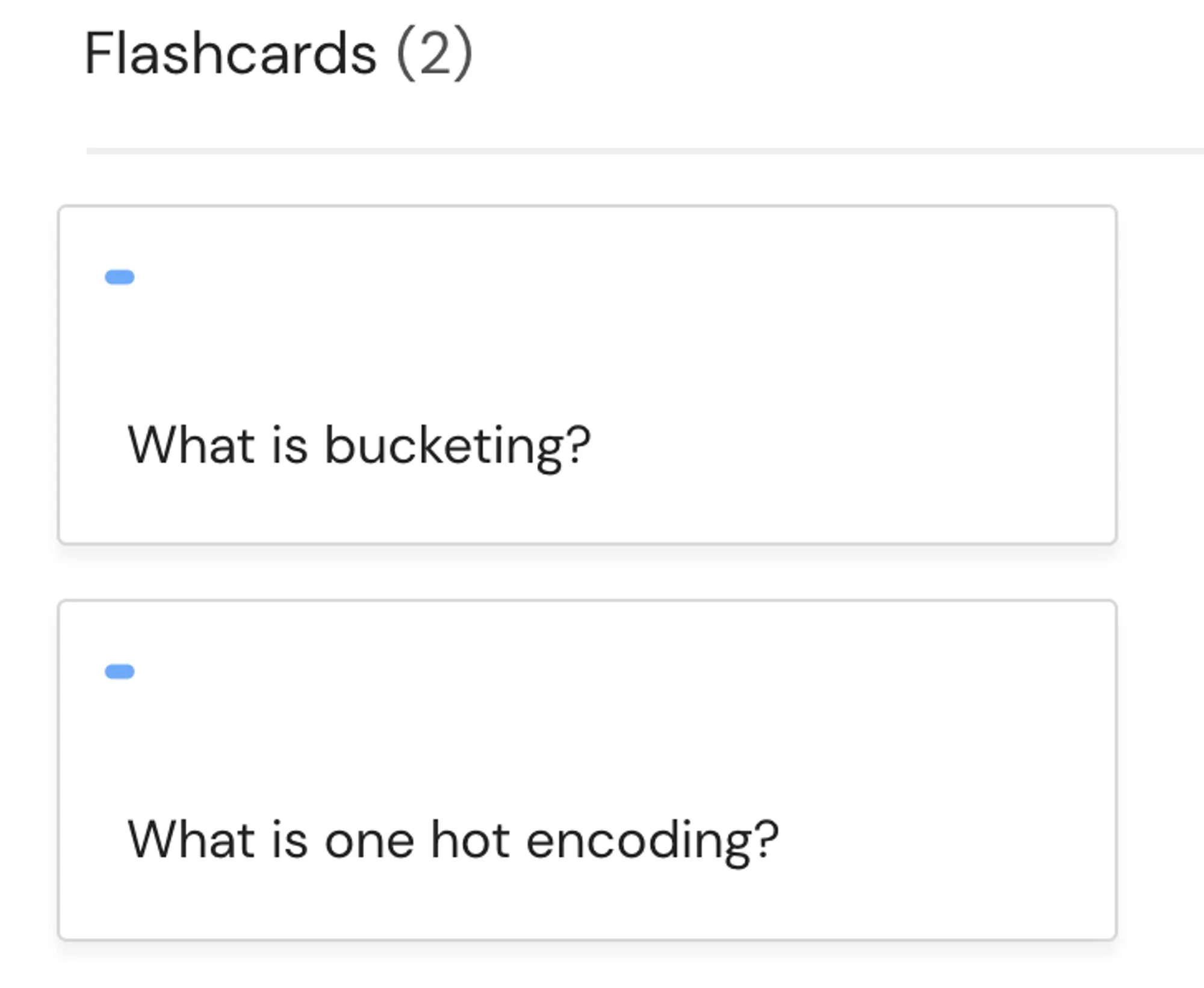 Good flashcards: similar questions prompt similar answers